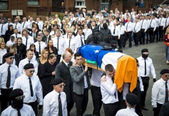 The funeral of INLA man Martin McElkerney takes place in Divis, west Belfast on May 23rd 2019 (Photo by Kevin Scott for Belfast Telegraph)